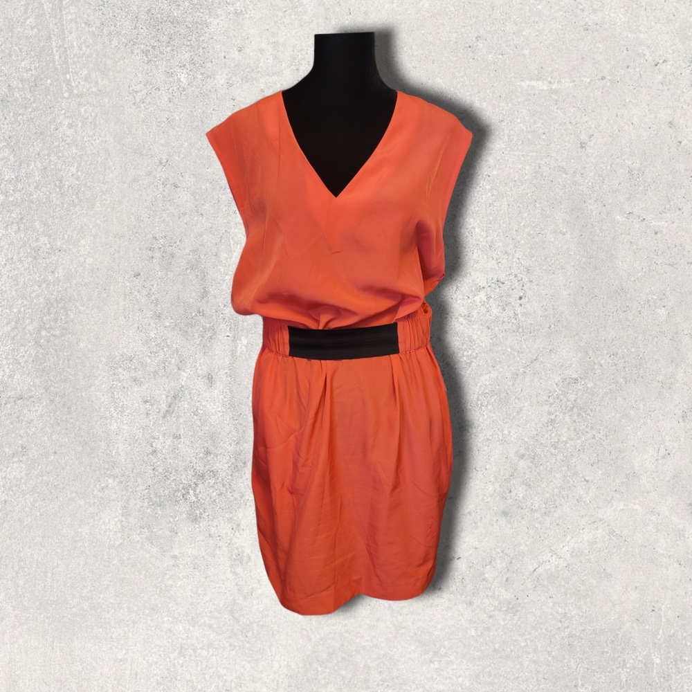 Rachel Roy Belted Coral Blouson Dress with Pockets Size 8